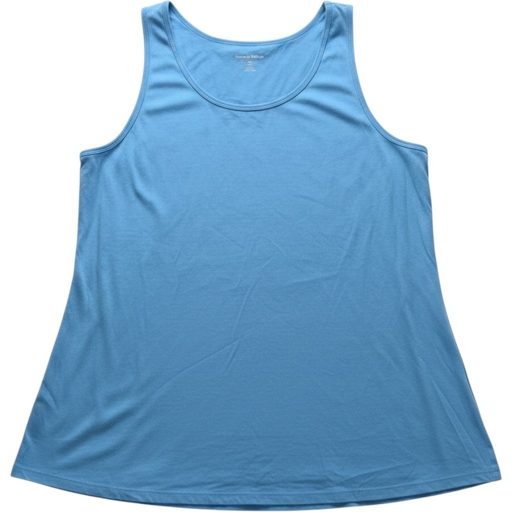 Woman Within Tank Top Womens Plus 2X Blue Scoop Neck Sleeveless Tunic Jersey Top